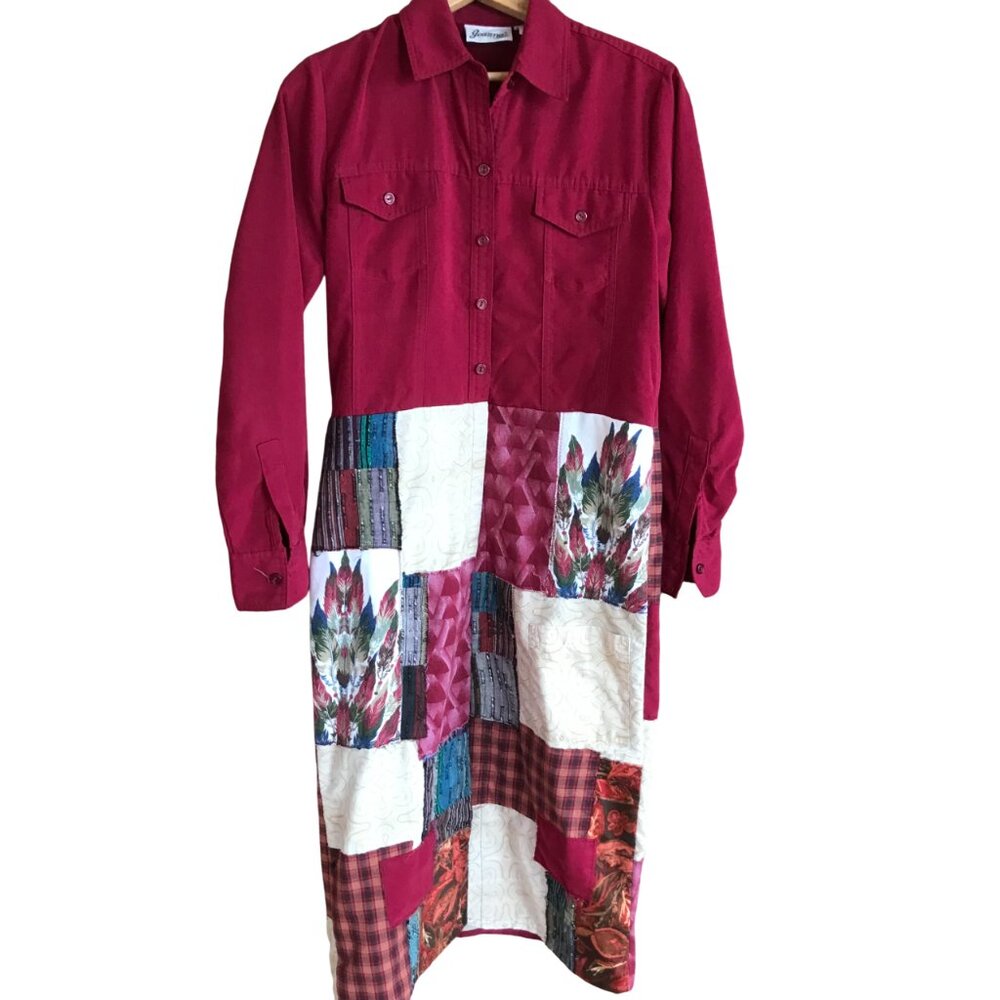 Upcycled Patchwork Duster, Southwestern Aztec Mag… - image 4